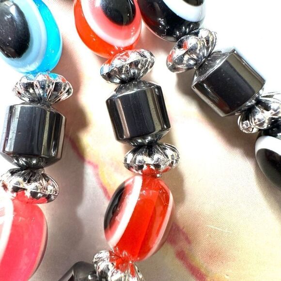 Evil eye hematite bracelet bundle of 3 - Picture 5 of 6